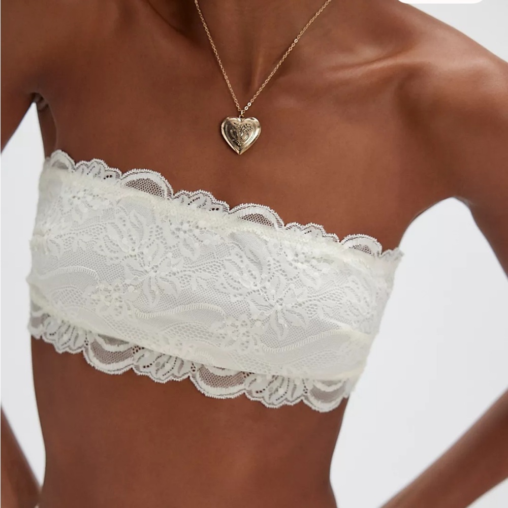 Free People Lace Bandeau Bralette in Ivory Cream